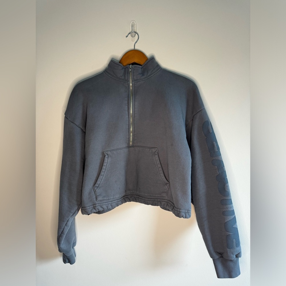 Set Active Grey/Blue cropped Set Active Zip up Sweatshirt
